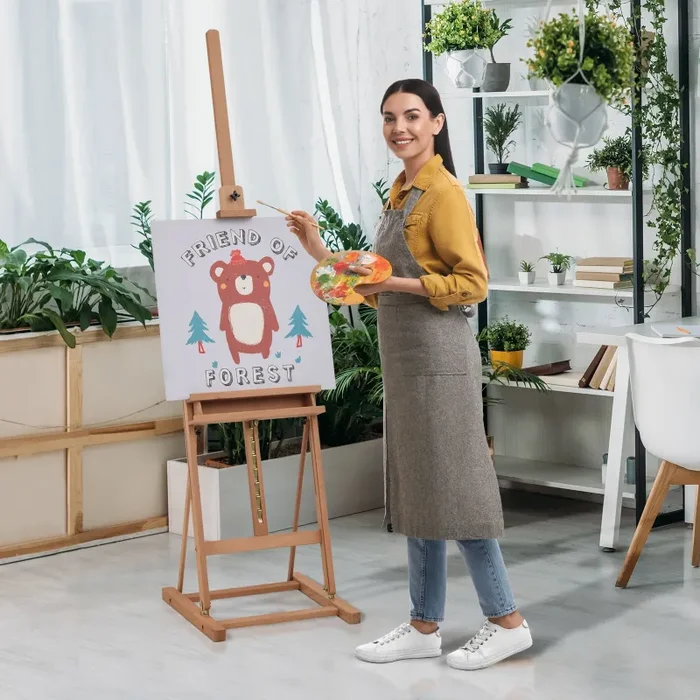 Cavalletto per Pittura Regolabile 53×50,5×171-230 cm in Legno di Faggio Naturale - immagine 2