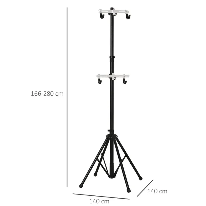 Cavalletto Portabici Verticale 2 Posti Max 100 Kg in Alluminio e Acciaio Nero - immagine 3