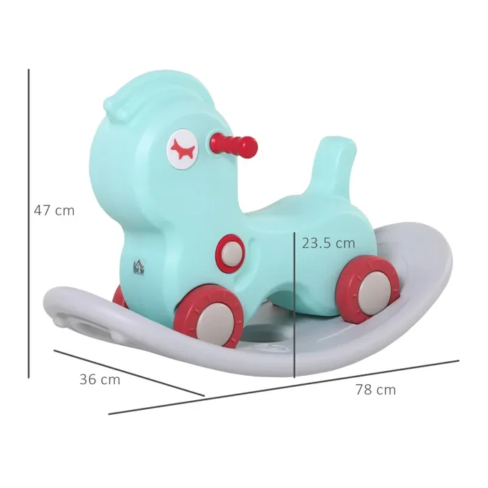 Cavallo a Dondolo 2 in 1 con Ruote e Giochi Sonori in Plastica - immagine 3