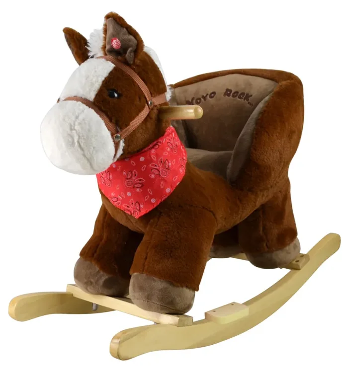 Cavallo a Dondolo per Bambini in Legno e Peluche Pony con Suoni - immagine 2