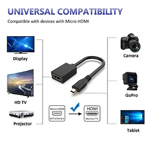 Cavo Micro HDMI a HDMI,GANA Adattatore Maschio a a - immagine 2