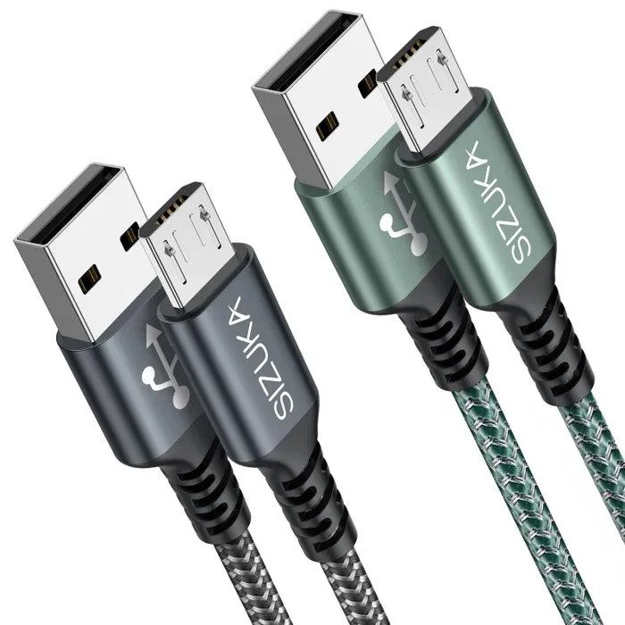 Cavo Micro USB [2Pezzi 2m] Cavo USB Micro USB Nylon Intrecciato Android Cavo Caricabatterie Trasferimento Dati e Ricarica Rapida per Galaxy S7/S6/S5/J7