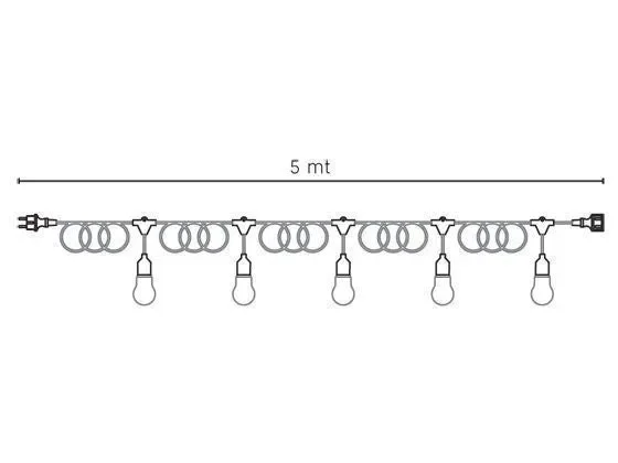Cavo per Esterno con 5 Portalampade E27 5m in Termoplastico Sovil Nero - immagine 2