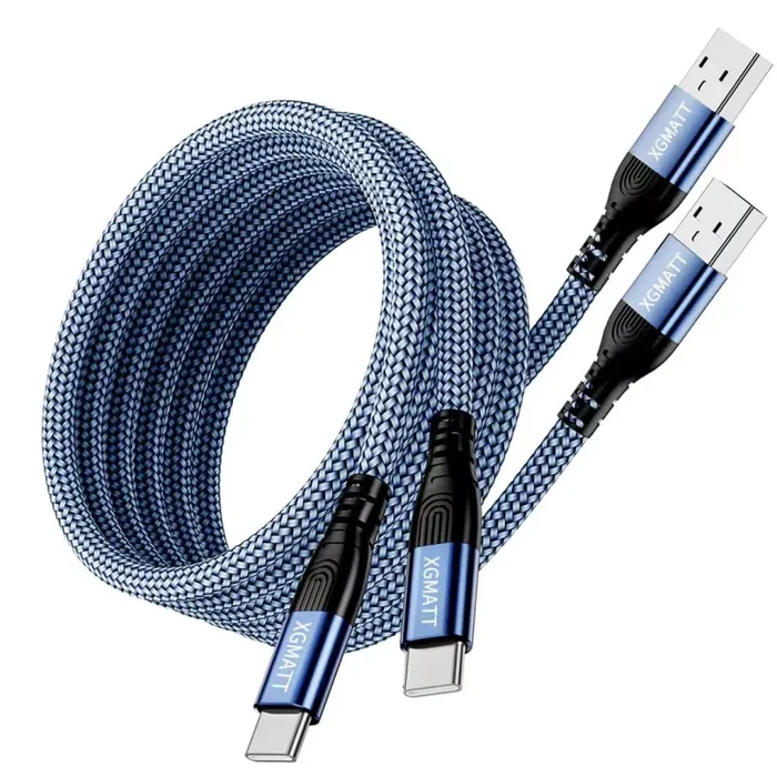 Cavo USB C [2Pezzi, 1m] Cavo USB Type-C Ricarica Rapida Nylon Intrecciato Caricatore USB Tipo C per Samsung Galaxy S22 S21 S20 S10 S9 S8 Plus Nota 10 9 8, Google Pixel, Huawei P10 P9, Tile blu