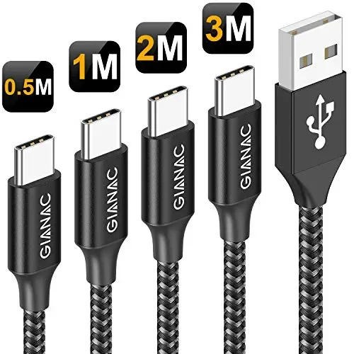 Cavo USB C, [4 Pezzi, 0.5m 1m 2m 3m] Nylon Intrecciato Tipo C di…