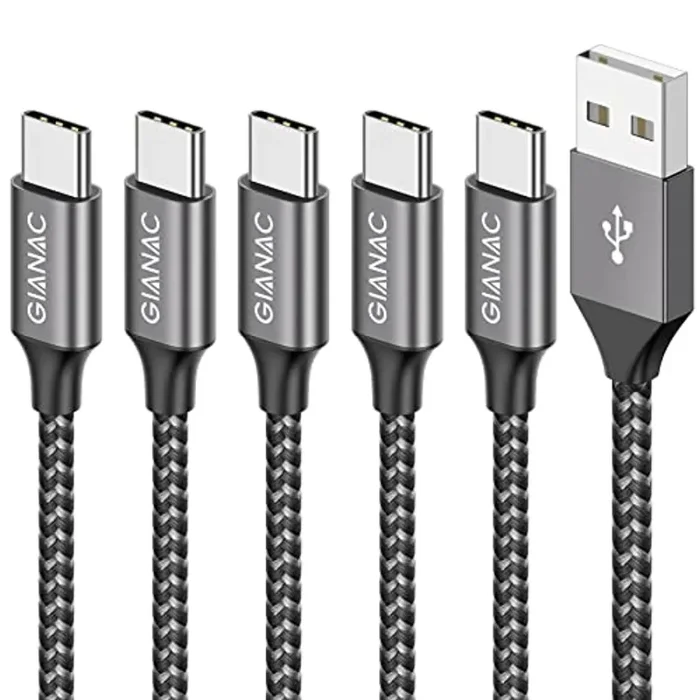 Cavo USB C, 5Pezzi[0.25M 0.5M 1M 2M 3M] 3A Nylon Cavo USB Type-C di Rapida Ricarica Trasmissione Cavo Tipo C Cable per Samsung Galaxy S10/ S9/ S8 Plus Note 9 8, Huawei P20 Mate20,Pixel,Xperia XZ