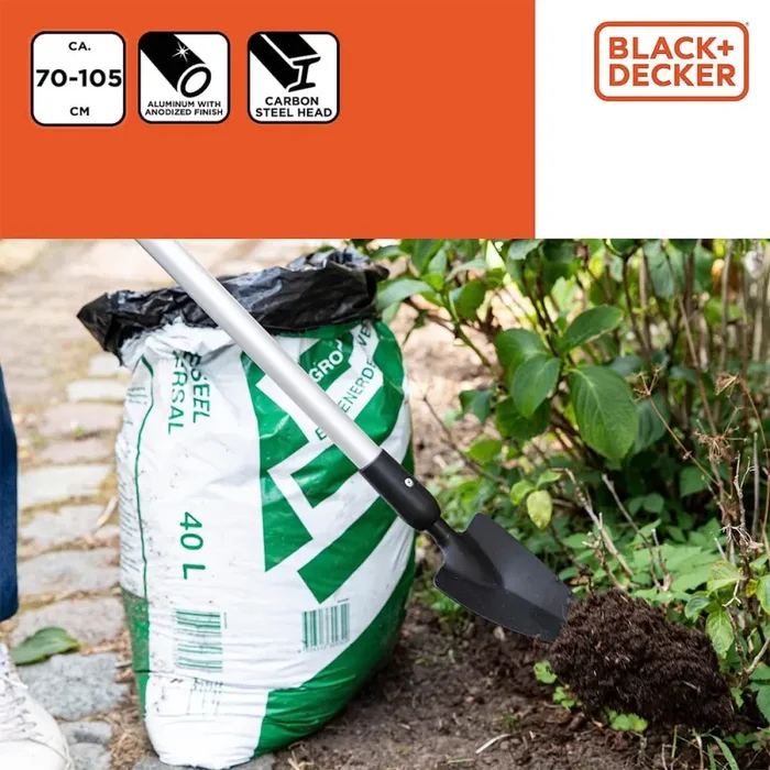 Cazzuola da Giardino con Manico Telescopico da 77-105 cm Resistente al Calore Black & Decker - immagine 2