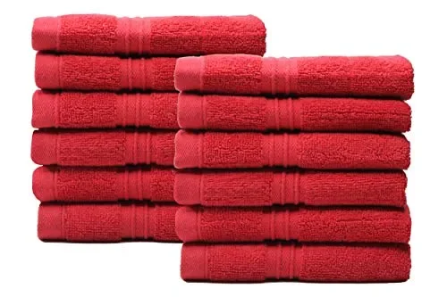 CB CASA Bella – Confezione da 12 Asciugamani Viso in 100% Cotone, 700 Red