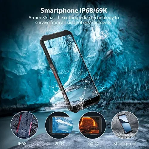 Cellulare Antiurto, Ulefone Armor X5 Rugged smartphone 4G X5, Nero - immagine 2