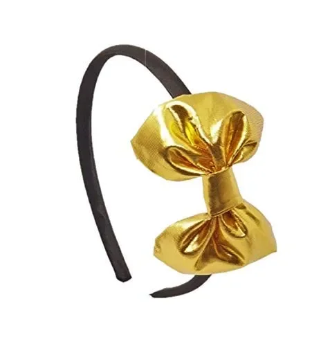 Cerchietto per capelli bambina con fiocco dorato-100% Made in Italy