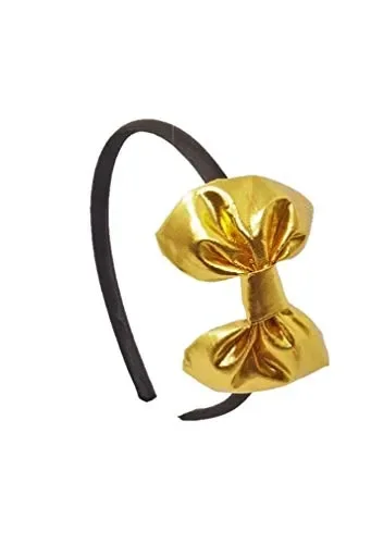 Cerchietto per capelli bambina con fiocco dorato-100% Made in Italy - immagine 2