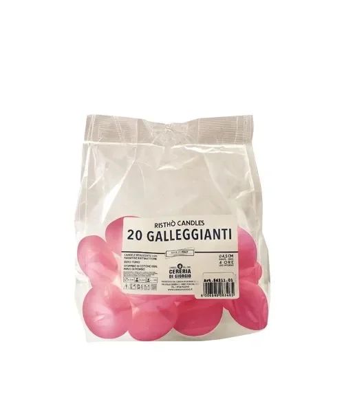 Cereria Di Giorgio Candele Galleggianti Ø 4,5 cm H. 2,7 cm (20 pz) – Rosa Scuro