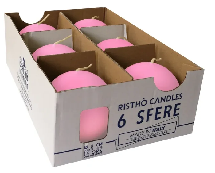 Cereria Di Giorgio Candele Sfera Ø 6 cm (6 pz) – Rosa Bebé