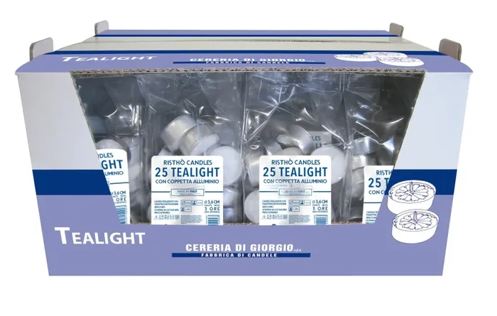 Cereria Di Giorgio Tealight Ø 3,6 cm H. 1,7 cm (25 pz) – Durata 3 ore Fornitura - immagine 2