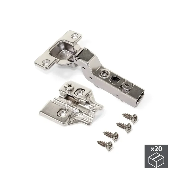 Cerniera a Scodellino 35 mm Collo Alto 100° con Basetta 20 Pezzi Emuca