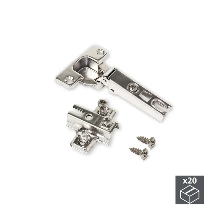 Cerniera a Scodellino 35 mm Collo Dritto 110º con Basetta Euro 20 Pezzi Emuca