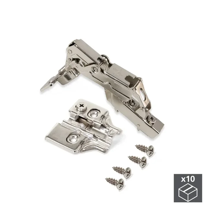 Cerniera a Scodellino 35 mm Mezzo Collo Chiusura Ammortizzata 165º con Basetta 10 Pezzi Emuca