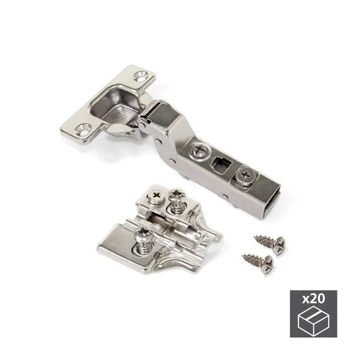 Cerniera a Scodellino 35mm Collo Alto 100º con Basetta Euro 20 Pezzi Emuca Fornitura