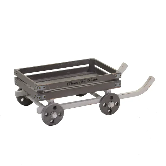 Cesta carretto in legno naturale rettangolare cm 48/70×38,5xh22