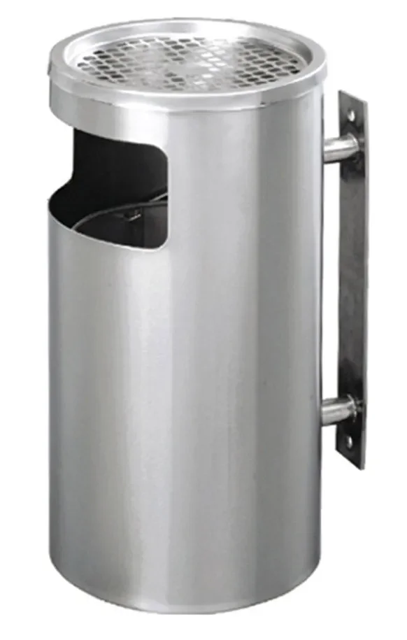Cestino Gettacarte Posacenere da Parete Ø24,5 cm in Acciaio 10L per Interno Esterno