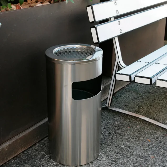 Cestino Gettacarte Posacenere Ø30 cm in Acciaio 15L per Interno Esterno - immagine 2