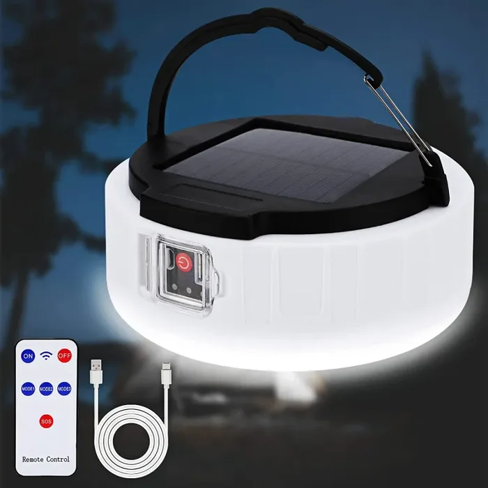 CestMall Lanterna da Campeggio Solare con Telecomando 4 modalità Luce LED Lanterna da Campeggio USB Ricaricabile e Portatile Luce per Tenda 2400 mAh Power Bank Impermeabile da Campeggio di Emergenza