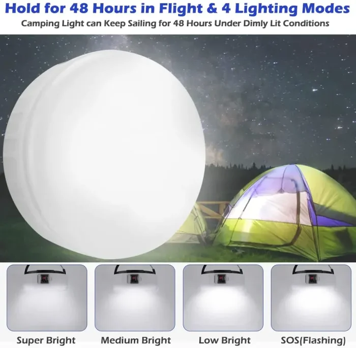 CestMall Lanterna da Campeggio Solare con Telecomando 4 modalità Luce LED Lanterna da Campeggio USB Ricaricabile e Portatile Luce per Tenda 2400 mAh Power Bank Impermeabile da Campeggio di Emergenza - immagine 3