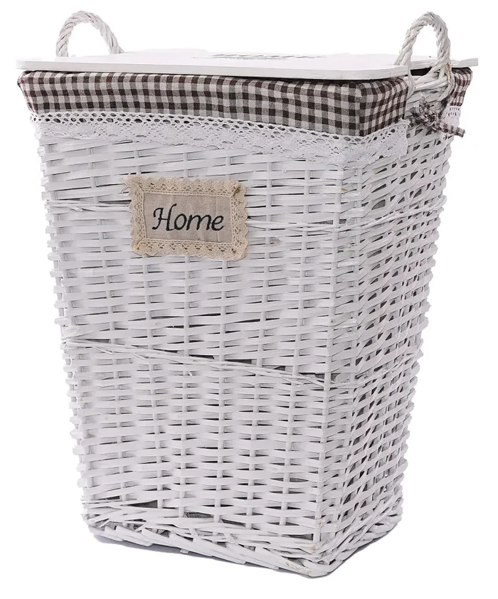 Cesto Portabiancheria 44x34xH56 cm in Vimini Bianco Vendita calda online