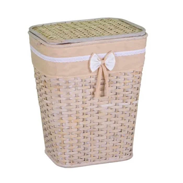Cesto Portabiancheria in rattan emanuele naturale rettangolare cm 41x31xh54 - immagine 2