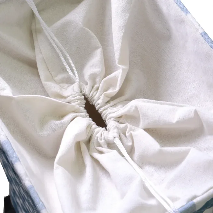 Cesto Portabiancheria in tessuto azzurro rettangolare con rotelle cm 40x30xh70 Online - immagine 2