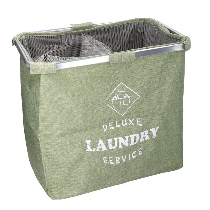 Cesto Portabiancheria in tessuto sacco verde doppio pieghevole cm 54×34.5xh50.5 Moda