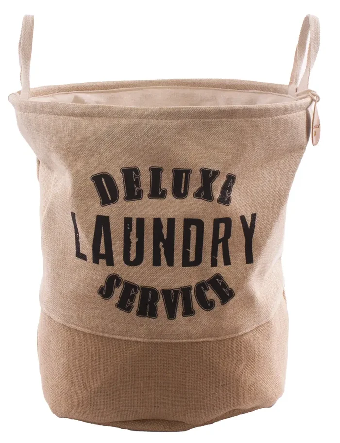 Cesto Portabiancheria Ø42xH45 cm in Tessuto Beige