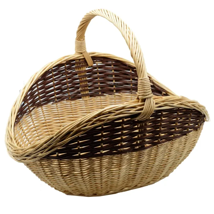 Cesto portalegna in vimini europeo naturale marrone cm 61x50xh17/30/48 Vendita online - immagine 2