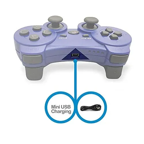 CFORWARD PS3 Controller, Wireless Bluetooth Gamepad Double Vibration Blu - immagine 2