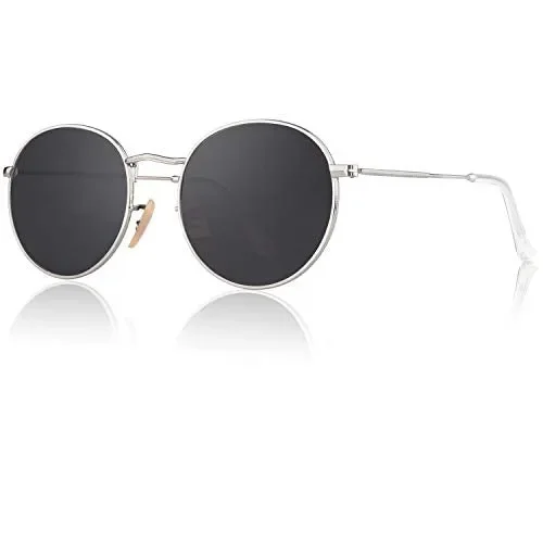 CGID E01 Occhiali da Sole Uomo e Donna Piccoli Retro Vintage 7 Argento Grigio