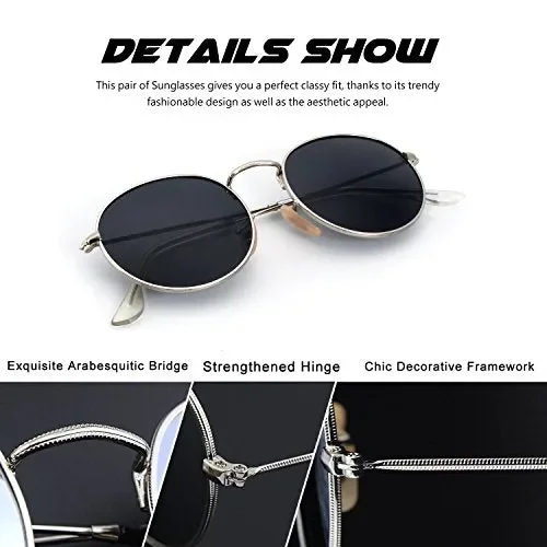 CGID E01 Occhiali da Sole Uomo e Donna Piccoli Retro Vintage 7 Argento Grigio - immagine 3