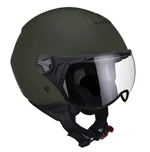 CGM Casco demi jet 107A FLORENCE MONO Verde opaco sagomata, L