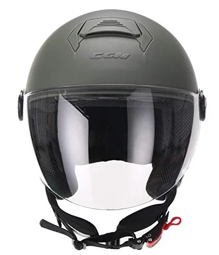 CGM Casco demi jet 107A FLORENCE MONO Verde opaco sagomata, L - immagine 2