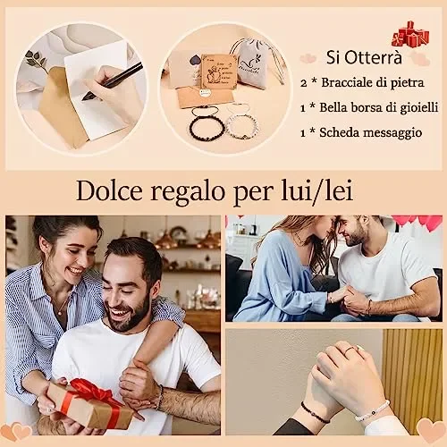 CheersLife Braccialetto Di Proiezione Ti Amo In 100 Lingue Braccialetti Di Coppia Regalo Per Uomo Fidanzato Fidanzata Marito Moglie Anniversario San Valentino Natale Compleanno Regalo Per Lui E Lei - immagine 2