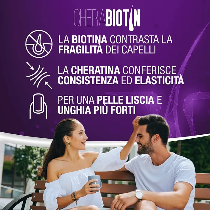 Cherabiotin, integratori a base di Biotina, Cheratina e Zinco. Vitamine per unghie e pelle. crescita capelli e anticaduta donna. 160 micro compresse, 5 MESI DI FORNITURA - immagine 3
