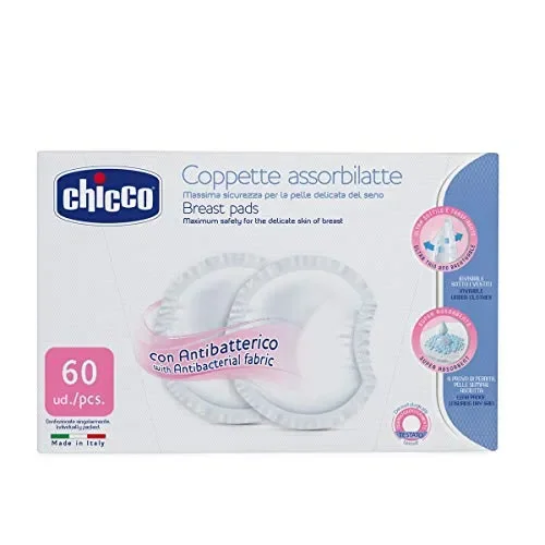Chicco Coppette Assorbilatte con Antibatterico, 60 Pezzi