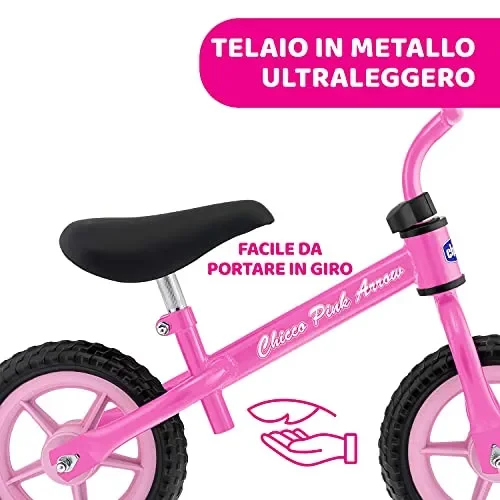 Chicco Pink Arrow Bicicletta Senza Pedali, Bici Senza Pedali Balance Bike per l’Equilibrio, con Manubrio e Sellino Regolabili, Max 25 Kg, Rosa, Giochi Bambini 2-5 Anni - immagine 3
