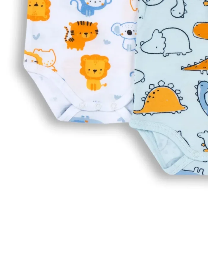 Chicco Set Body Con Maniche Corte in cotone , Body Unisex 0-24, Azzurro, 6 mesi (pacco da 4) - immagine 2