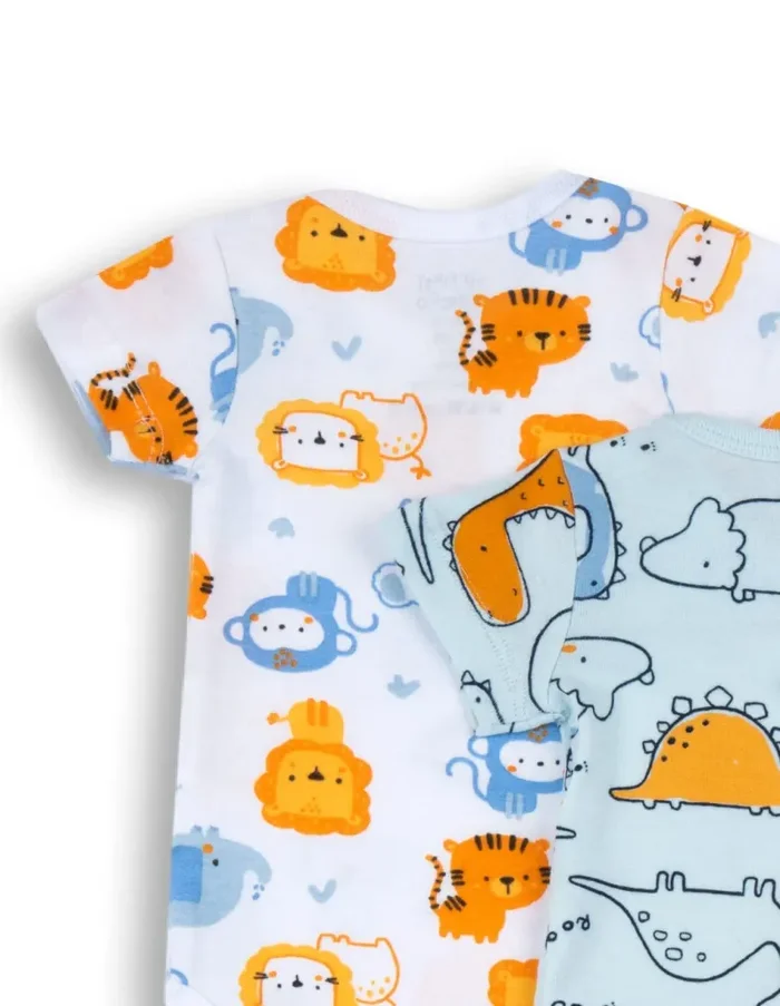 Chicco Set Body Con Maniche Corte in cotone , Body Unisex 0-24, Azzurro, 6 mesi (pacco da 4) - immagine 3