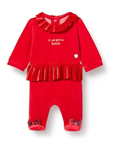 Chicco, Tutina Natale in ciniglia con piedino, Bimba 0-24, Rosso (411), 3 mesi