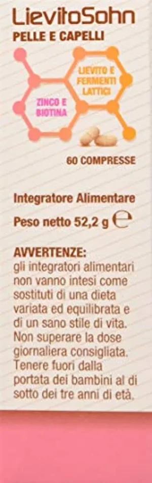Chiesi Farmaceutici, Lievitosohn – Integratore Pelle & Capelli – No Glutine, Rosa, 60 Cpr, 60 Unità - immagine 2