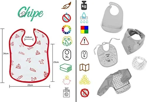 Chipe- Set Di 10 Bavaglini Colorati Per Neonati E Bambini Da 0 A 5 Anni…. Online - immagine 3