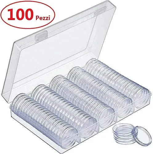 Chriffer 100 PCS Scatola per Monete Capsule di Custodie bianco