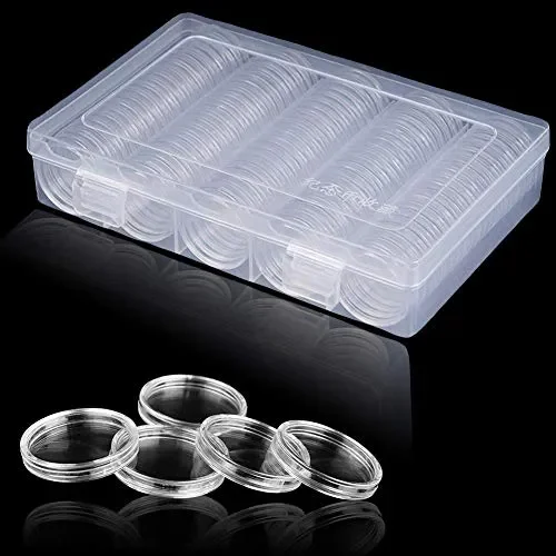 Chriffer 100 PCS Scatola per Monete Capsule di Custodie bianco - immagine 2