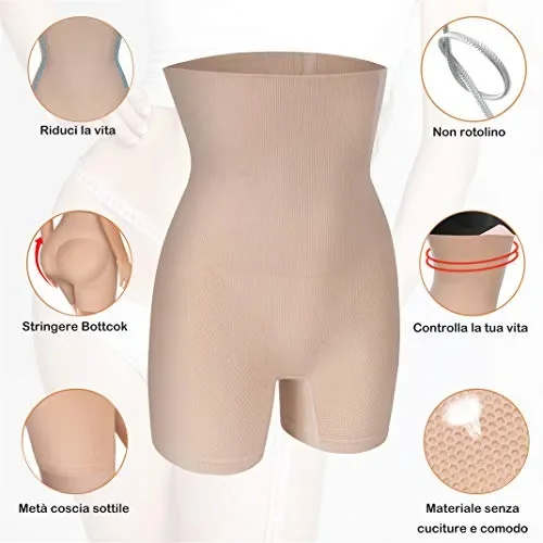 Chumian Intimo Modellante da Donna Mutande Contenitive a Vita Alta M-L, Beige Online - immagine 2